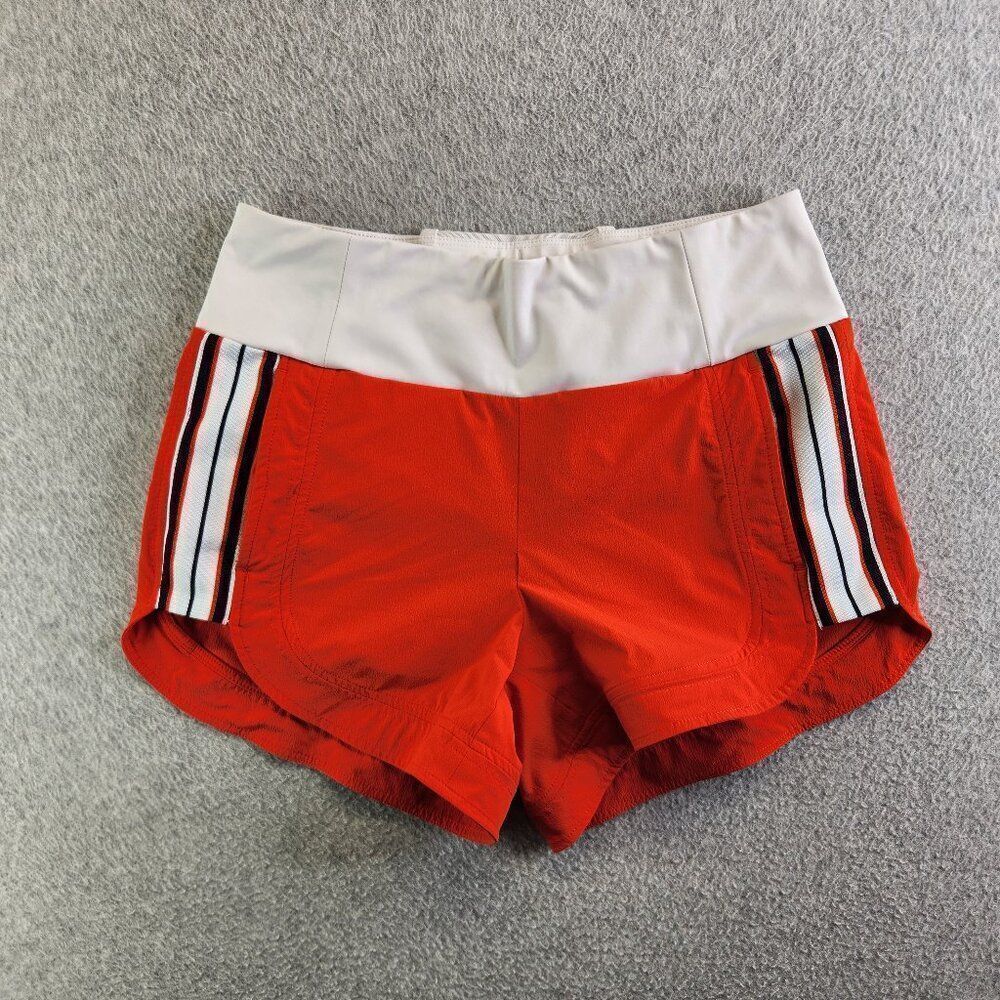 Athleta Shorts Womens 4 Orange Ascender Tuxedo Stripe Hiking Climbing Exploring